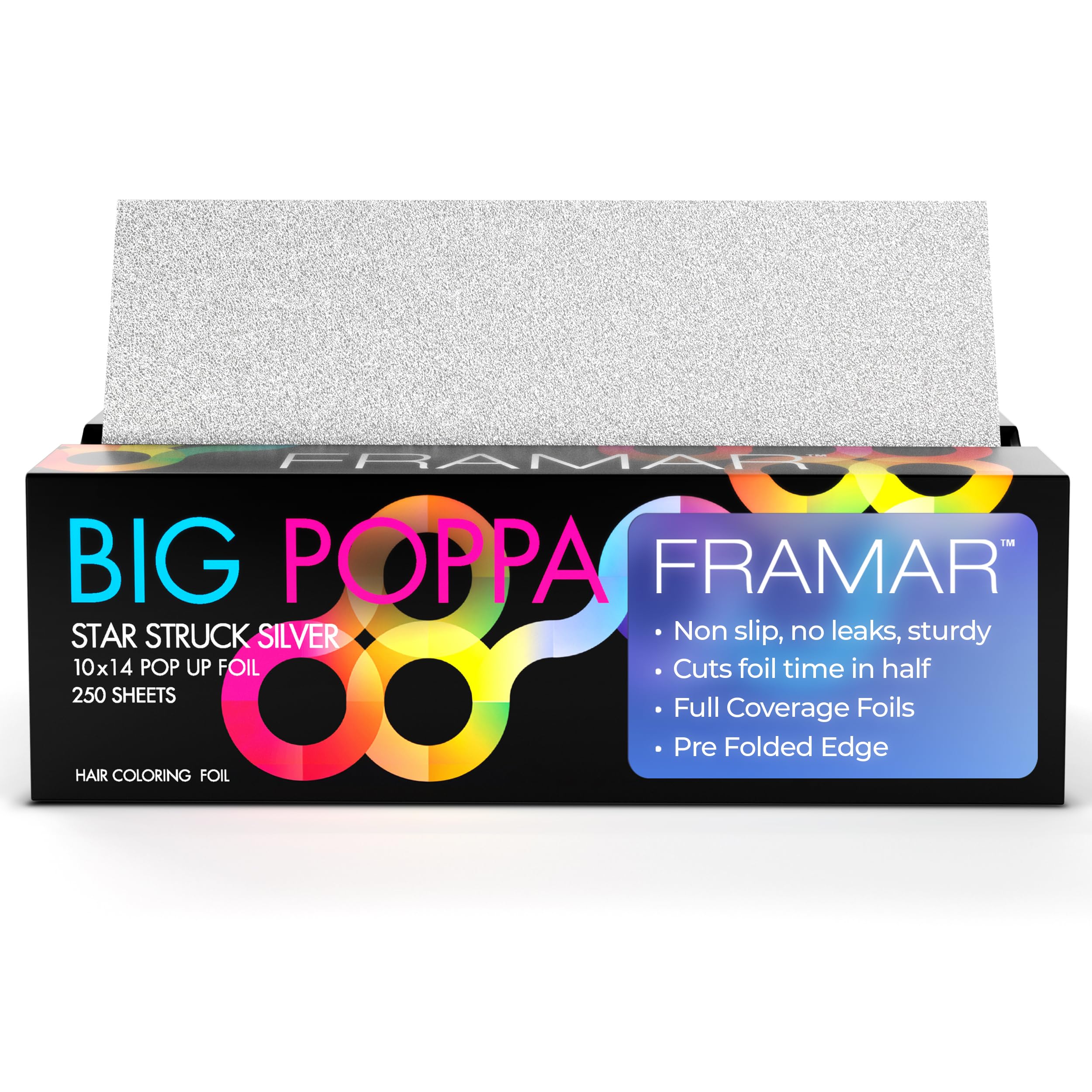Framar Big Poppa Silver pop-up foil dispense for fast sectioning at the chair.