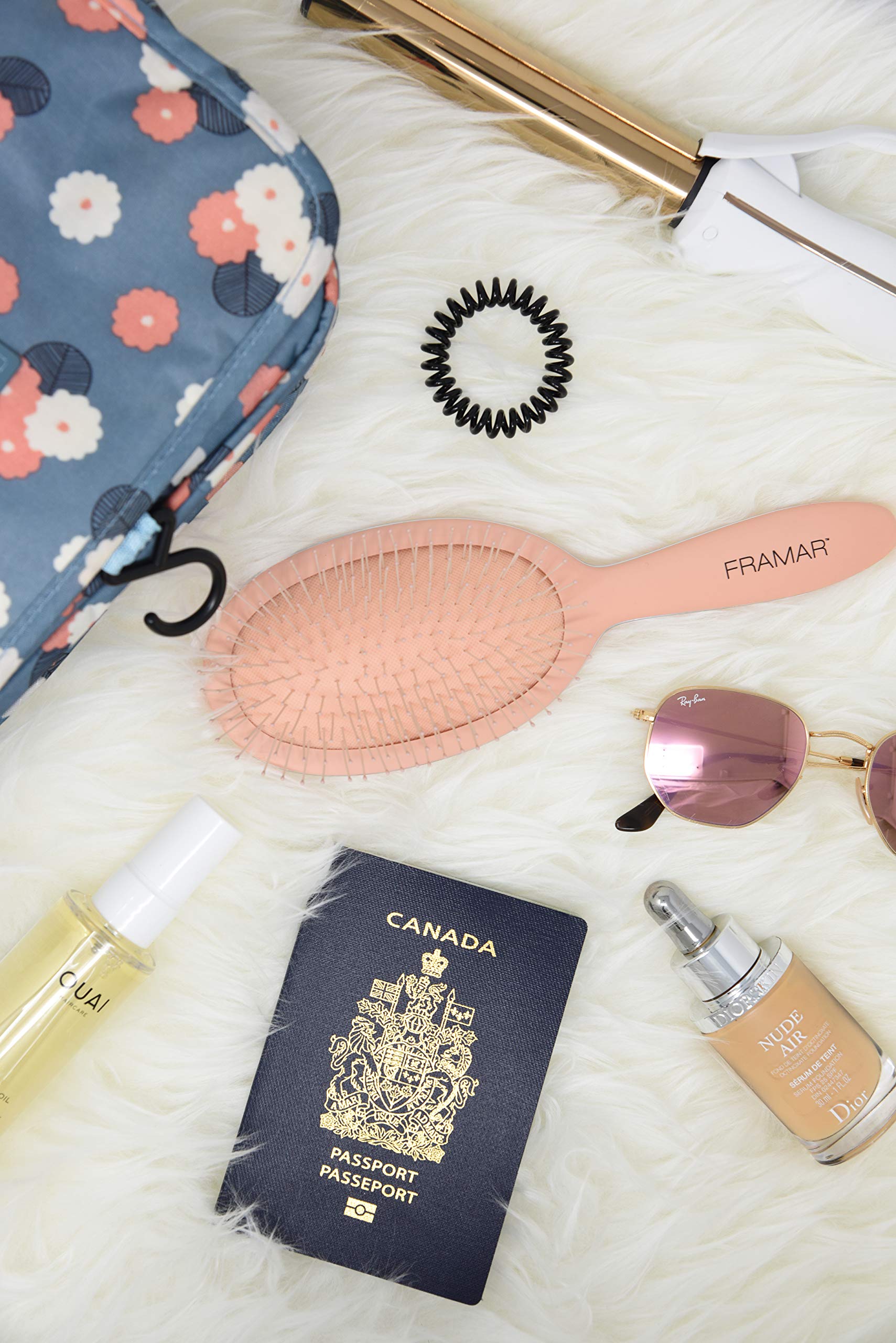 Framar detangling brush compact vanity-travel design fits in purses