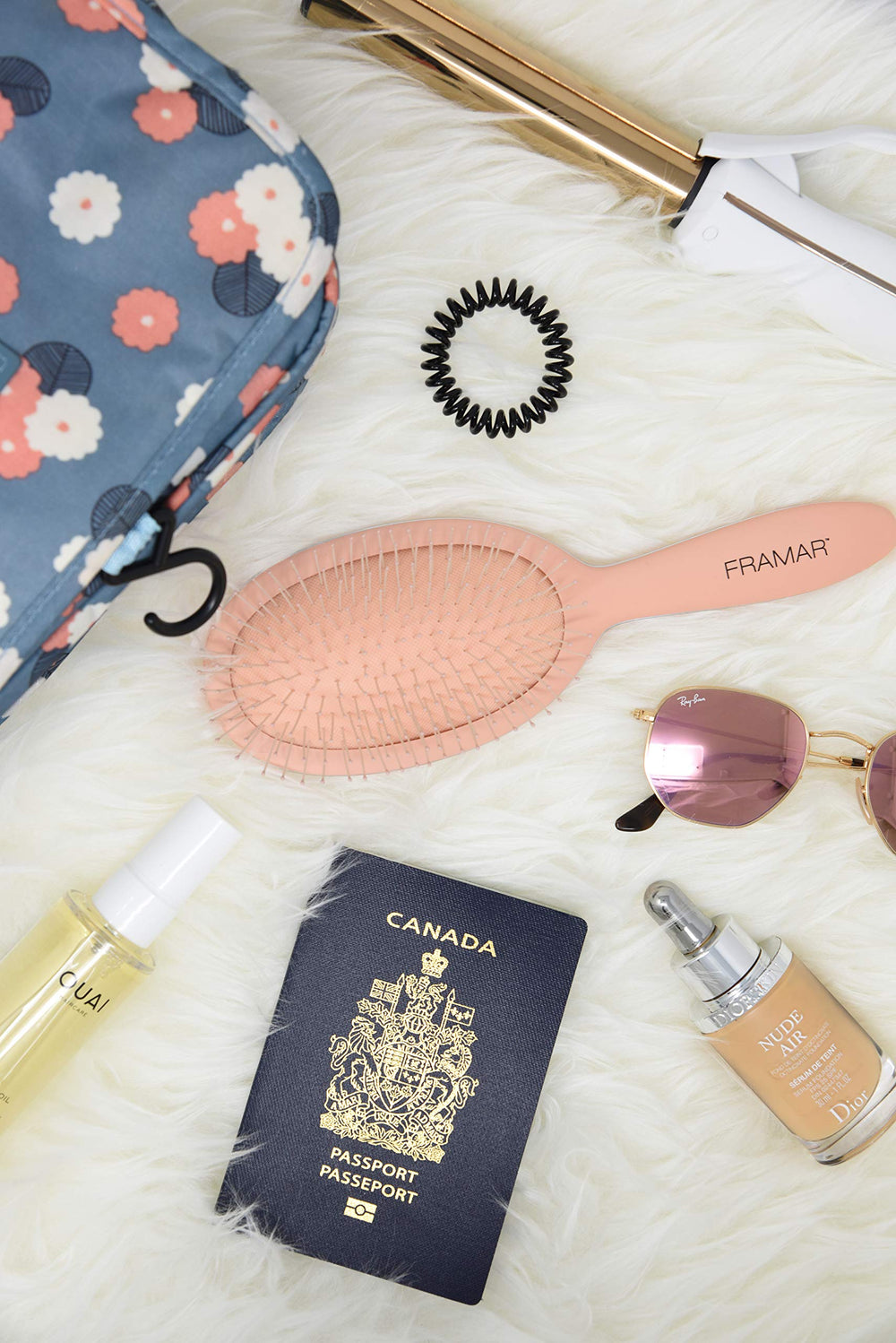 Framar detangling brush compact vanity-travel design fits in purses