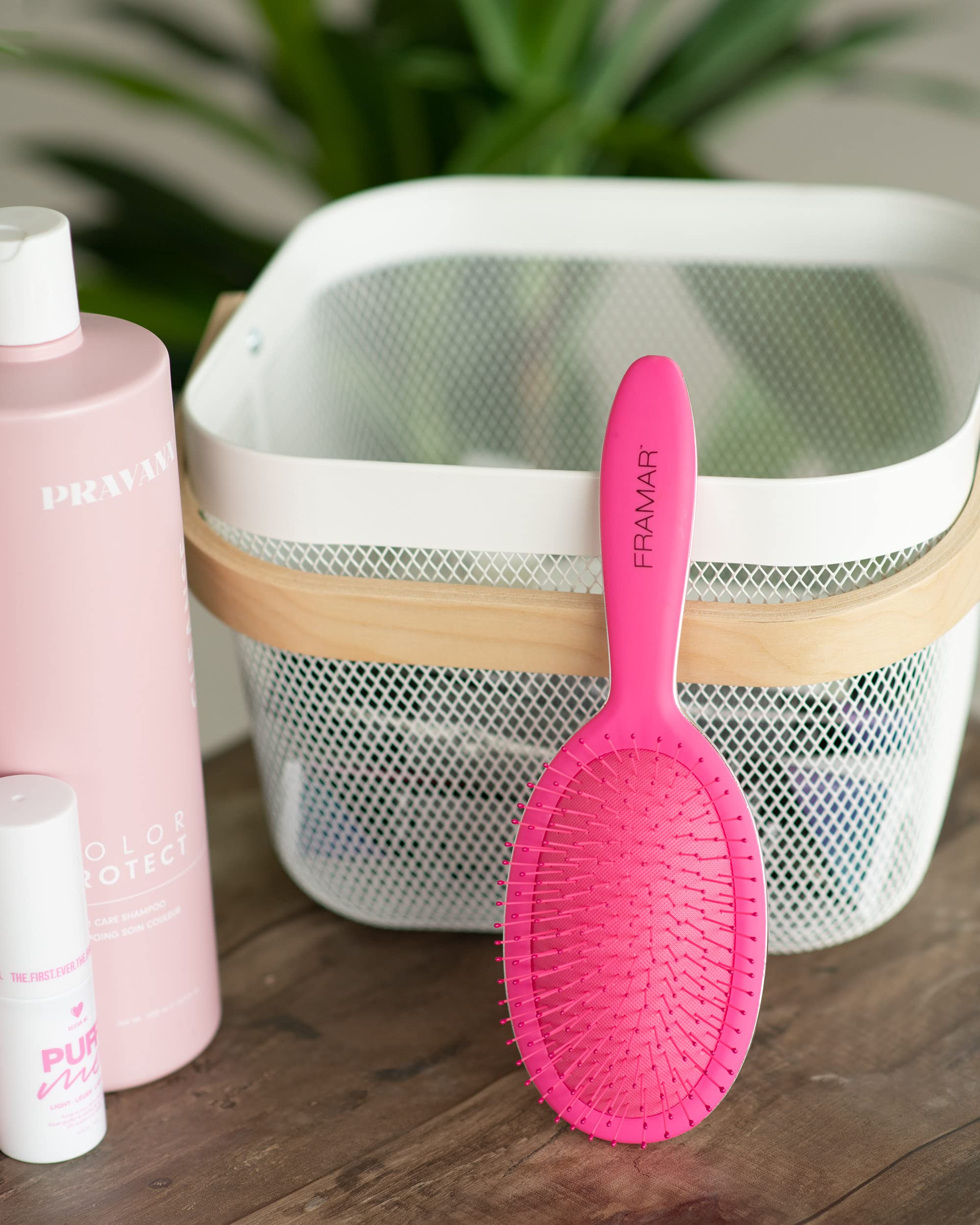 FRAMAR Detangling Brush travel-compact fits purse or vanity.