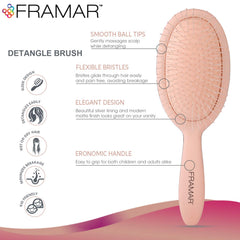 Framar detangling brush for wet hair glides smoothly, detangling with less tugging