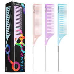FRAMAR Dreamweaver pastel highlight comb set 1 demonstrates fast sectioning for precise highlights.