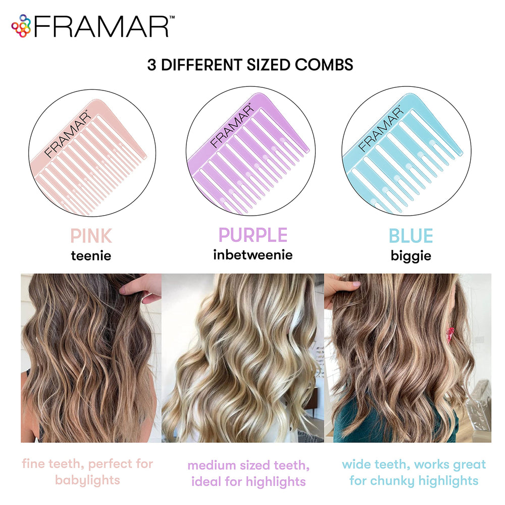 FRAMAR Dreamweaver pastel highlight comb set 2 shows even partitioning for consistent color.