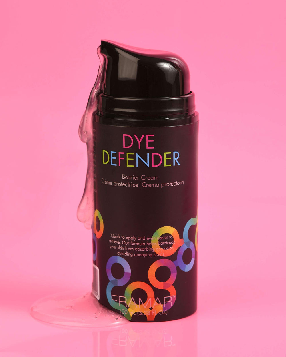 FRAMAR Dye Defender used around neck and ears during color treatment.