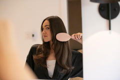 FRAMAR Glitter Hair Brush Detangler glitter-detail showcases glamorous design for daily glam.
