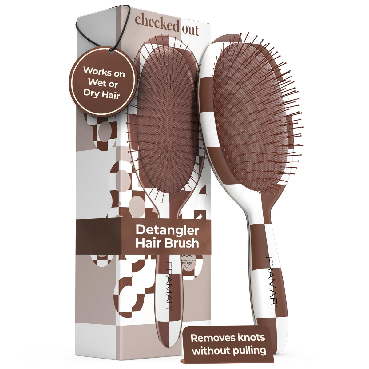 FRAMAR hair brush detangler wet-hair in use for gentle detangling