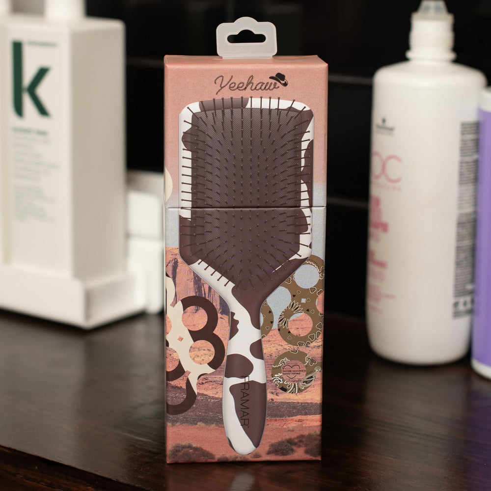 FRAMAR paddle brush cow print style for everyday use