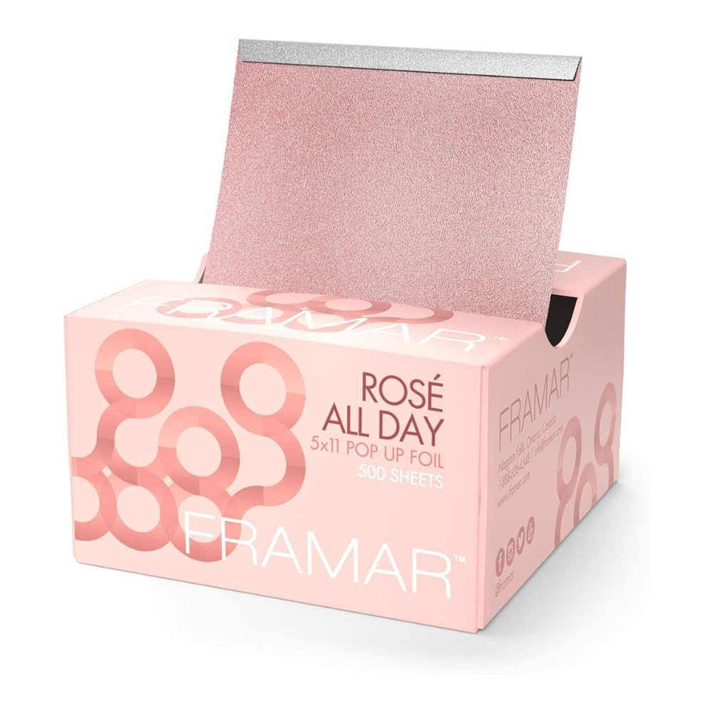 Framar Rosé hair foils pop-up box for easy dispense.
