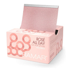 Framar Rosé hair foils pop-up box for easy dispense.