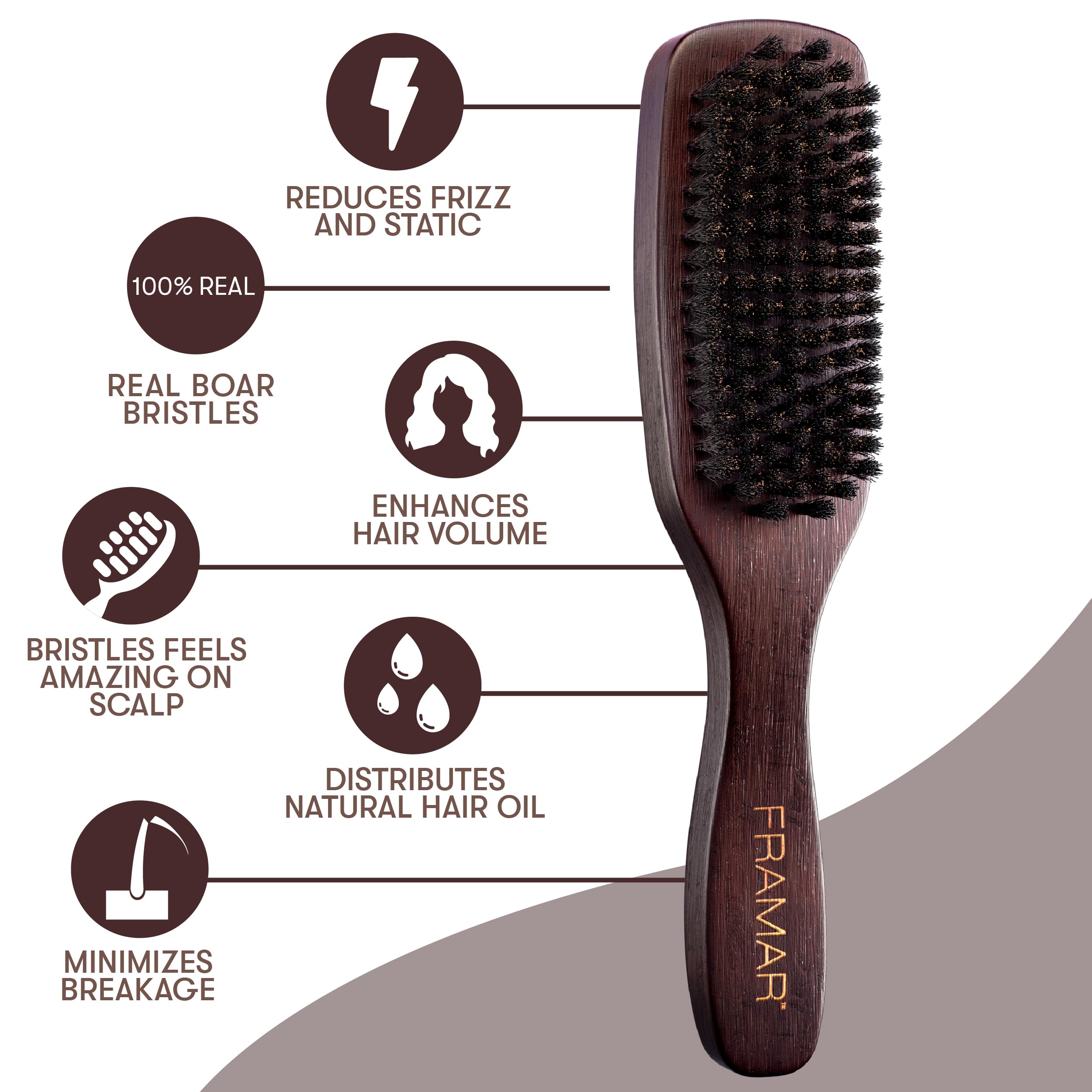 FRAMAR Slick Back Brush scalp stimulation in action for better circulation