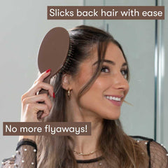 FRAMAR brush for frizz control delivering even oil distribution and shiny finish.