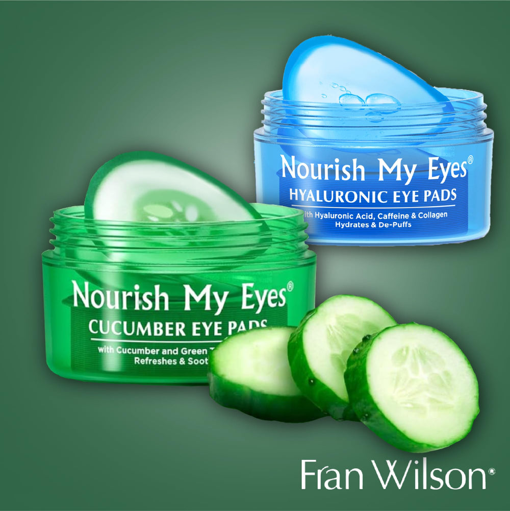 Fran Wilson Nourish My Eyes Eye Pads showing steps for application.