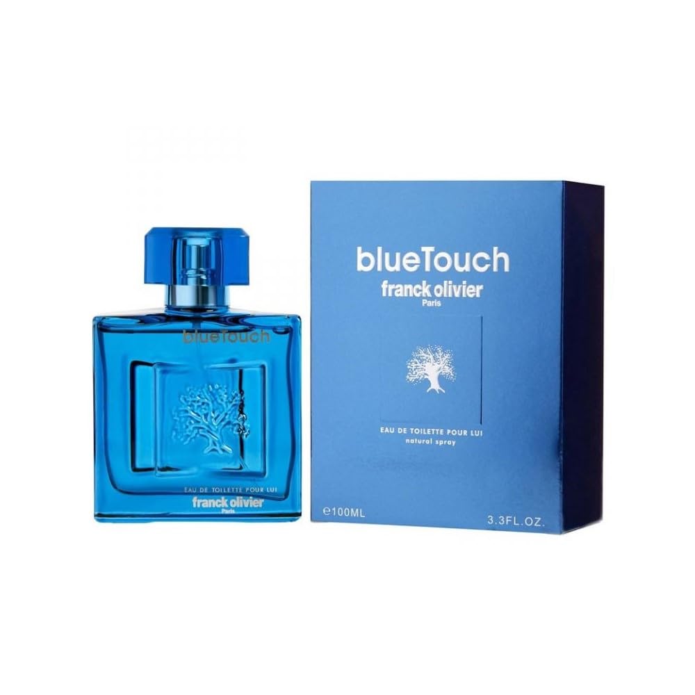 Franck Olivier Blue Touch bottle front highlights a masculine scent ideal for evening wear.