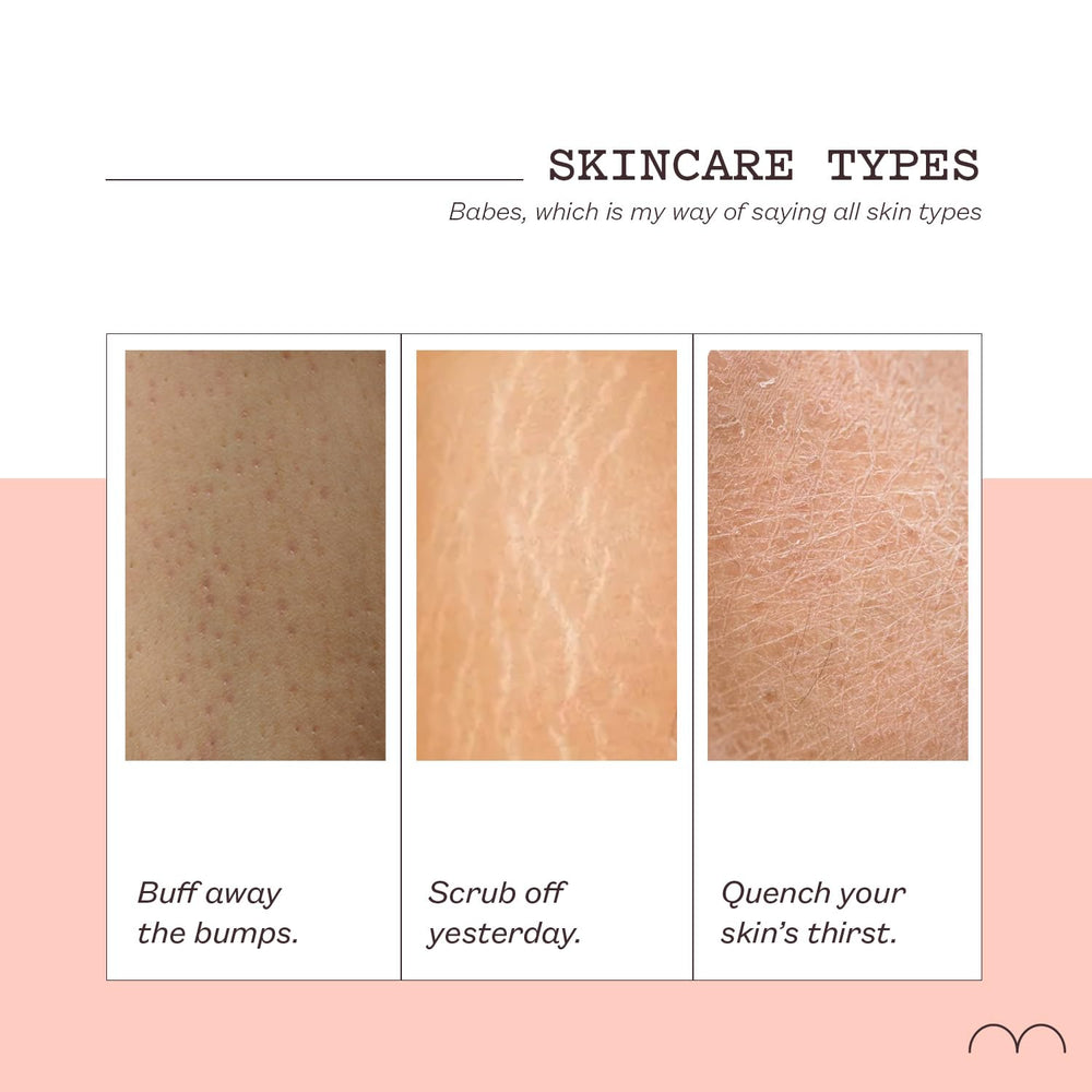 Application of Frank Body scrub on damp skin showing exfoliation technique.
