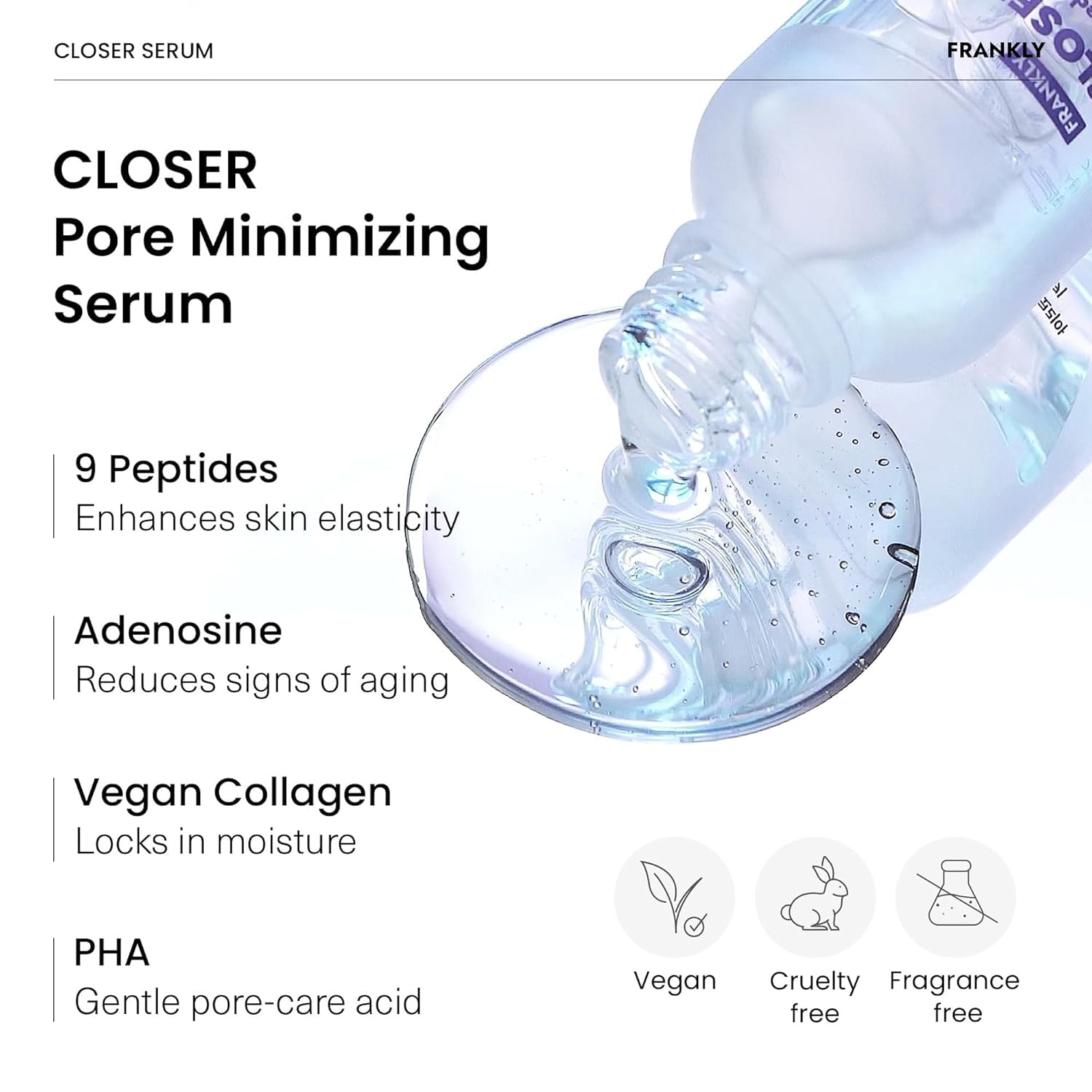 FRANKLY Closer Serum pump-dispense demonstrates clean, controlled application.