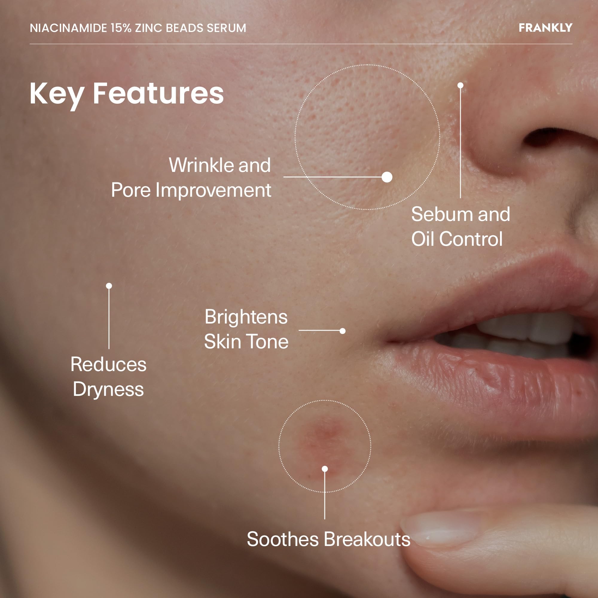 FRANKLY Niacinamide 15% + Zinc Bead Serum on skin demonstrates quick absorption