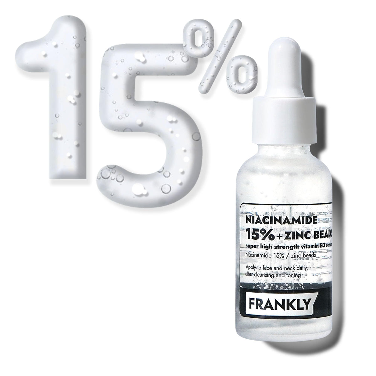 FRANKLY Niacinamide 15% + Zinc Bead Serum Jumbo bottle for daily, oil-free use