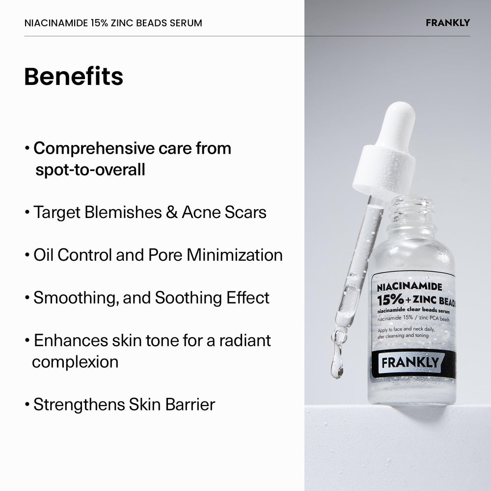 FRANKLY Niacinamide 15% + Zinc Bead Serum matte finish feels light