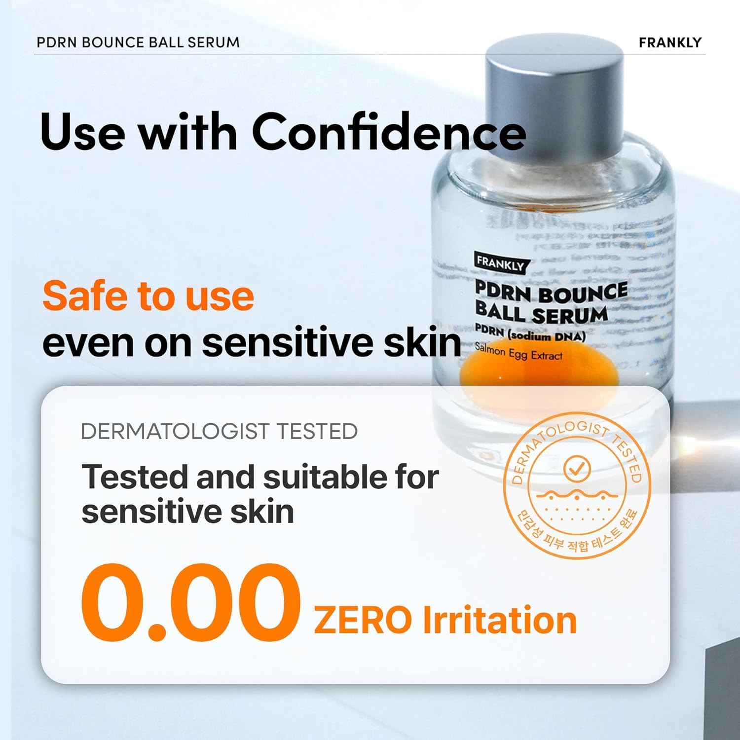FRANKLY Salmon PDRN Bounce Ball Serum sensitive-skin friendly formula in action