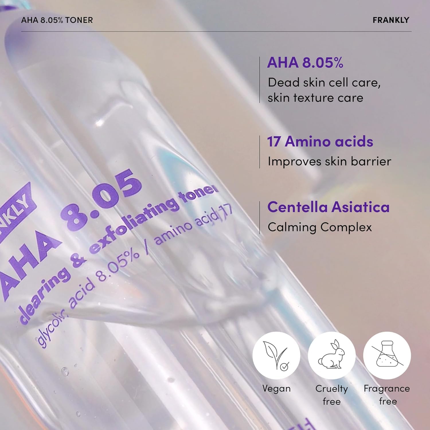 FRANKLY toner hydrates skin with amino acids and hyaluronic acid