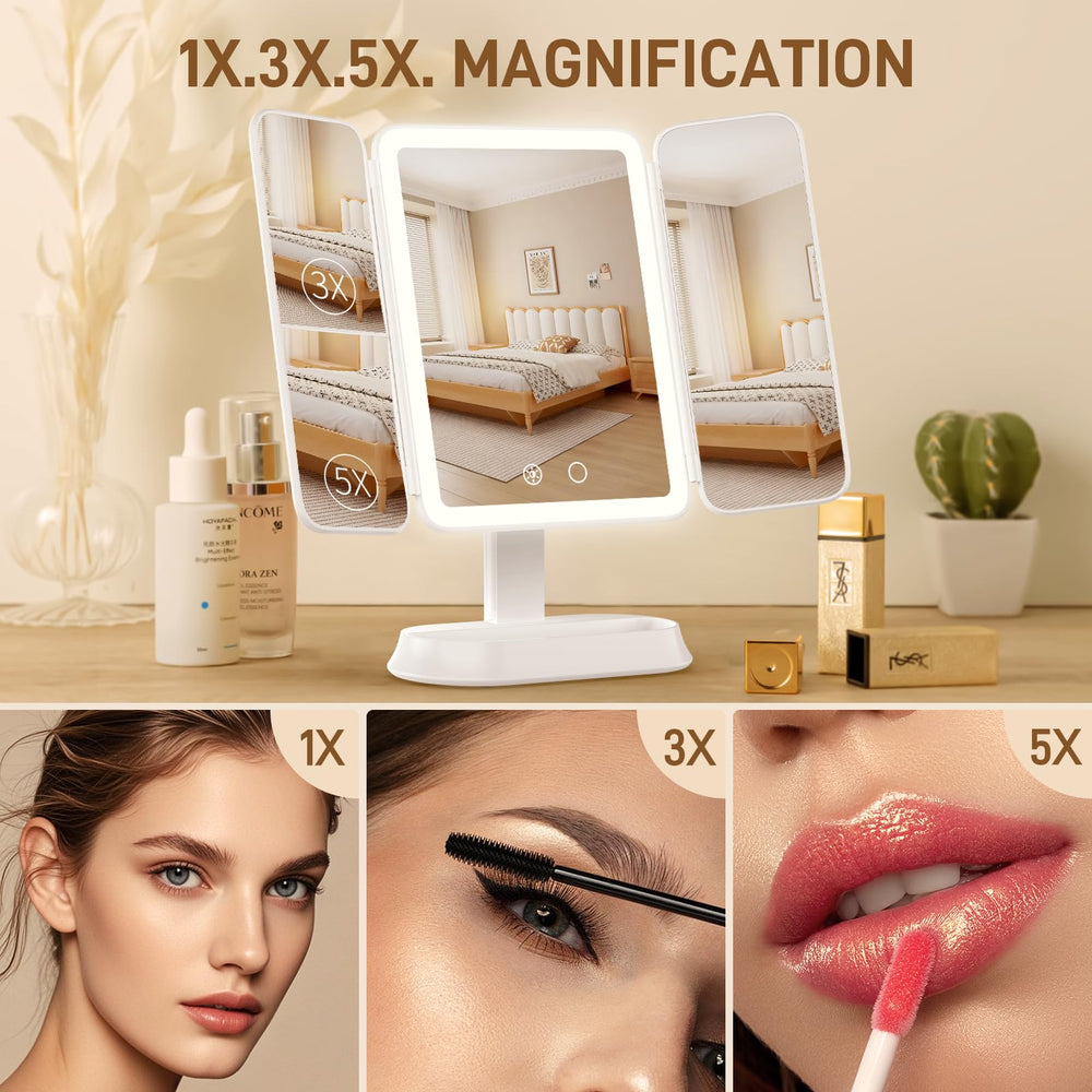 FRANO vanity mirror side 5x magnification for ultra-precise skincare and grooming.