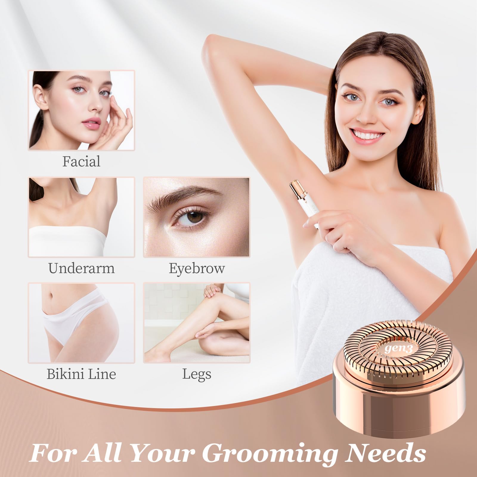 FRASAM Gen3 compatible replacement heads fit Flawless Facial Hair Remover Gen 3