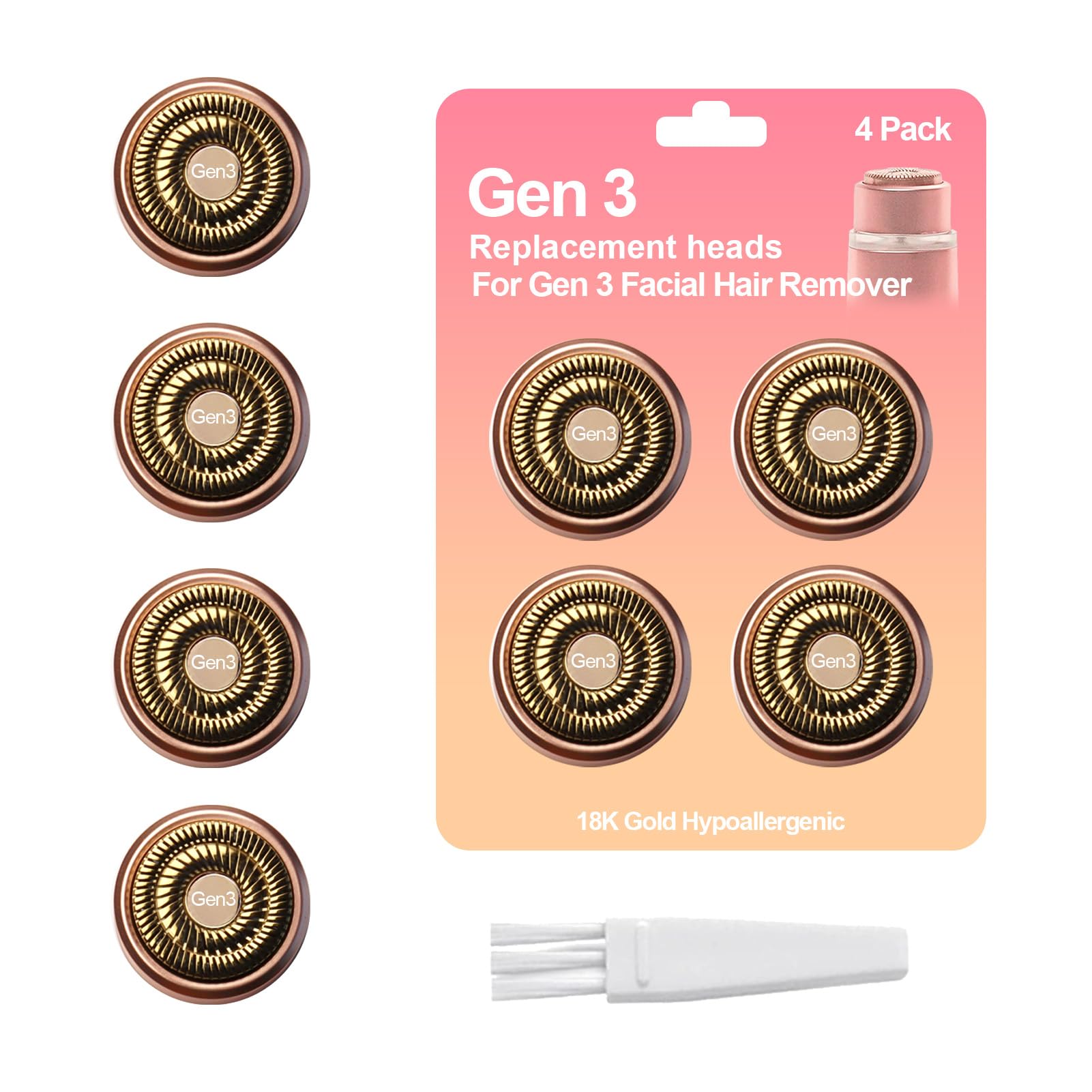 FRASAM Gen3 replacement heads rose gold for precise facial hair removal
