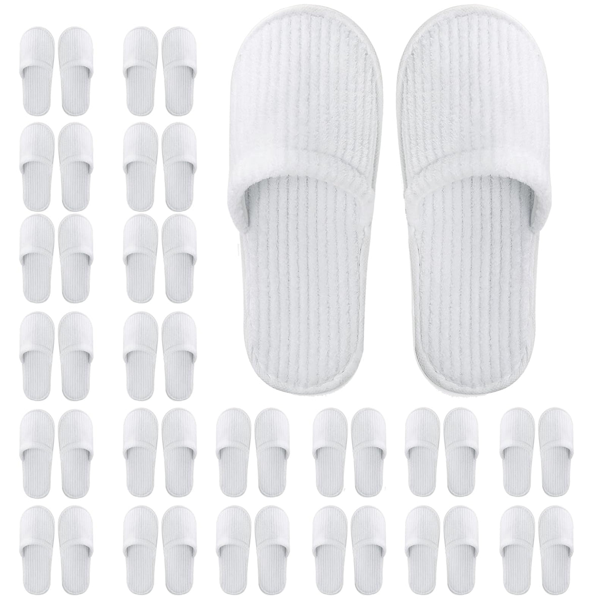 Frcctre white disposable slippers pack ready for guest use and travel.