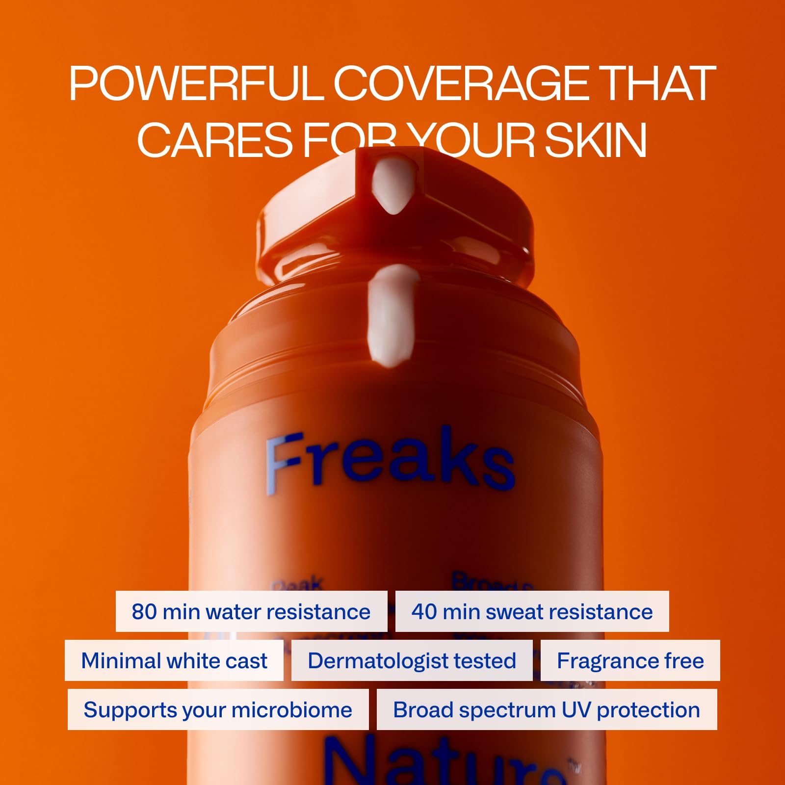 Freaks of Nature Peak Performance SPF 50 being applied to skin for quick absorption