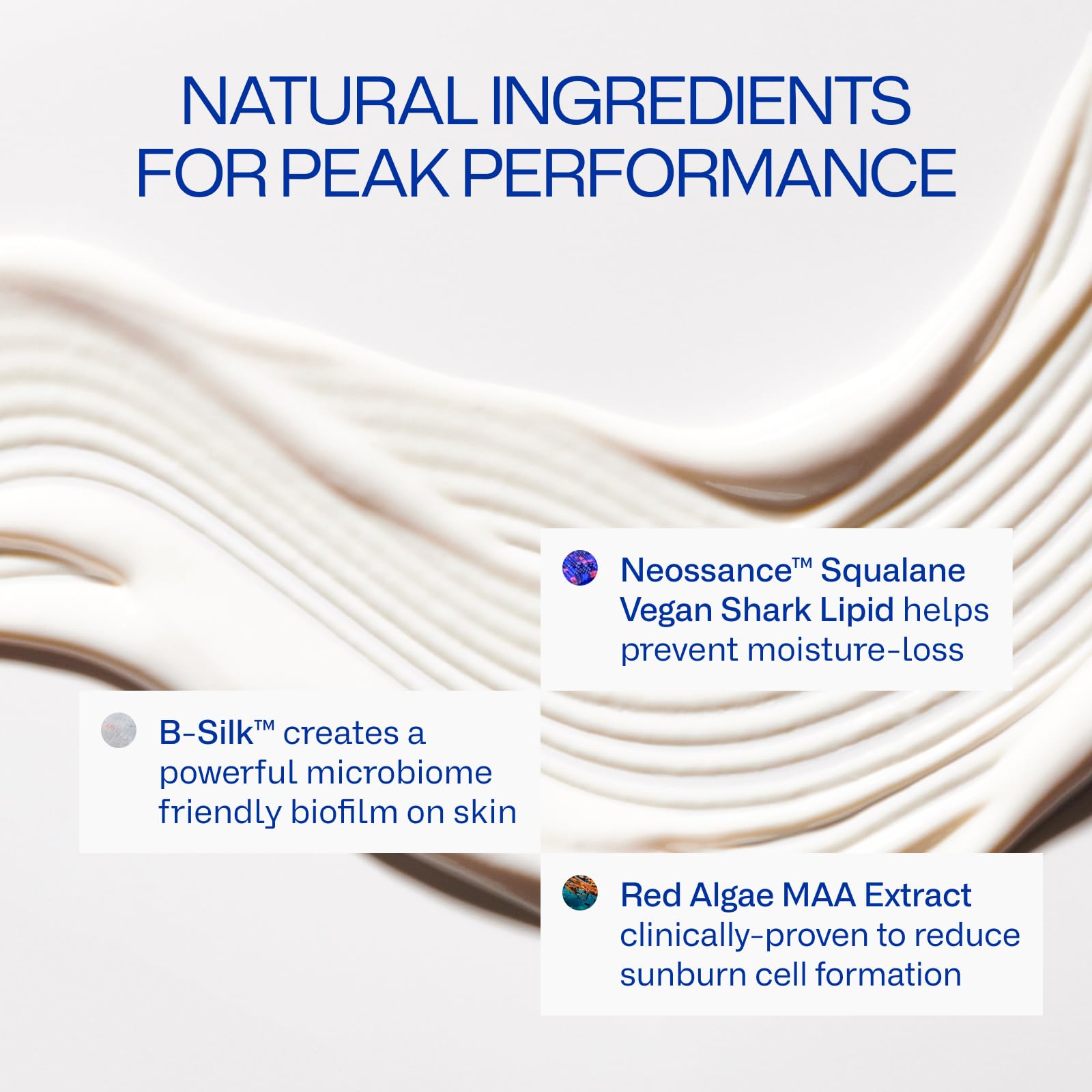 Close-up of texture of Freaks of Nature SPF 50 showing a light, non-greasy finish