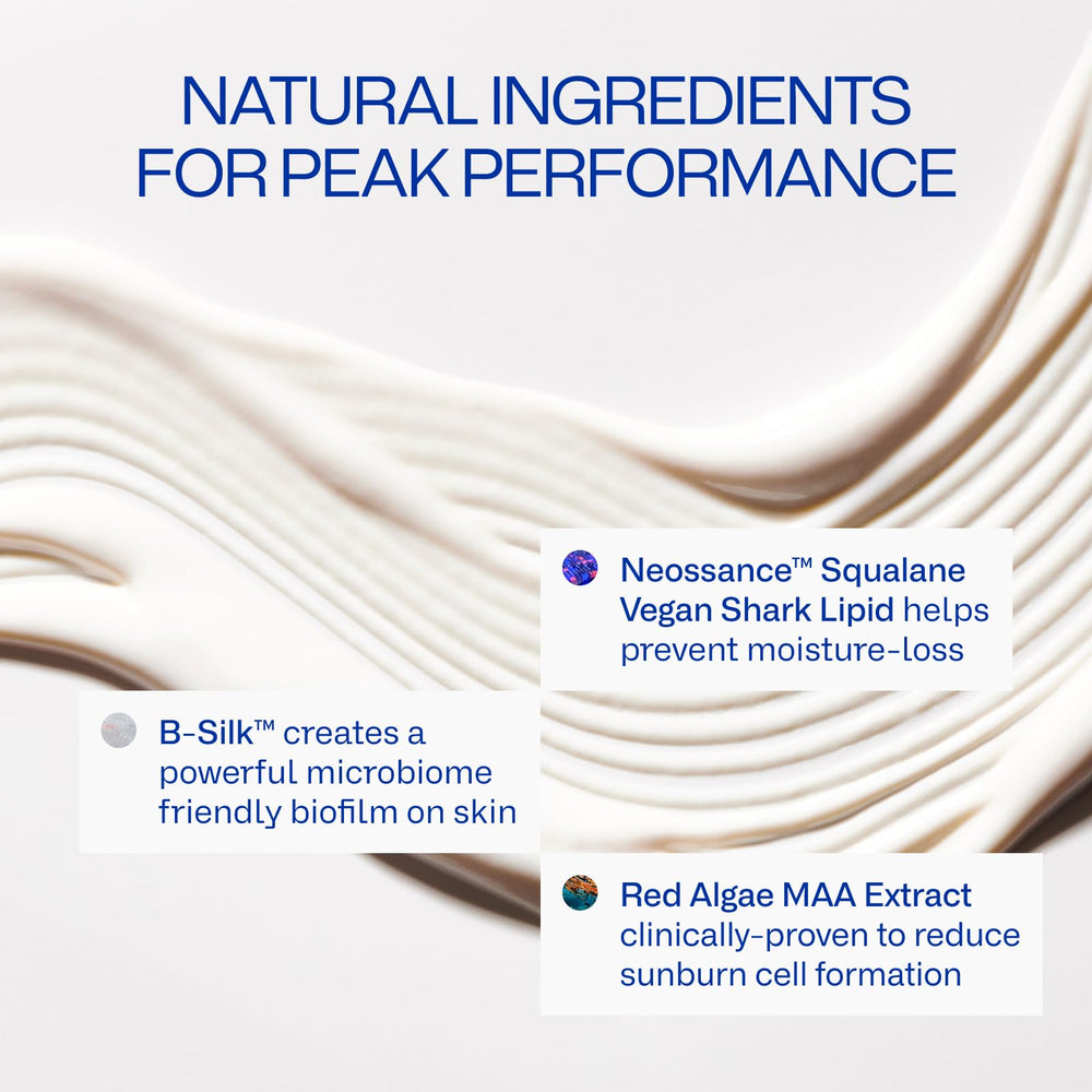 Close-up of texture of Freaks of Nature SPF 50 showing a light, non-greasy finish