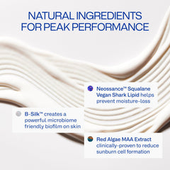 Close-up of texture of Freaks of Nature SPF 50 showing a light, non-greasy finish
