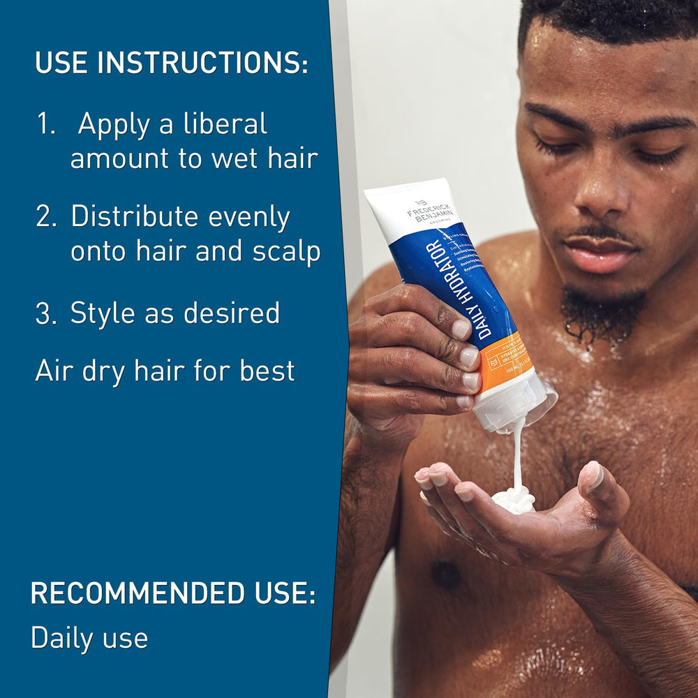 Frederick Benjamin Daily Hydrator demonstrates light hold and natural shine