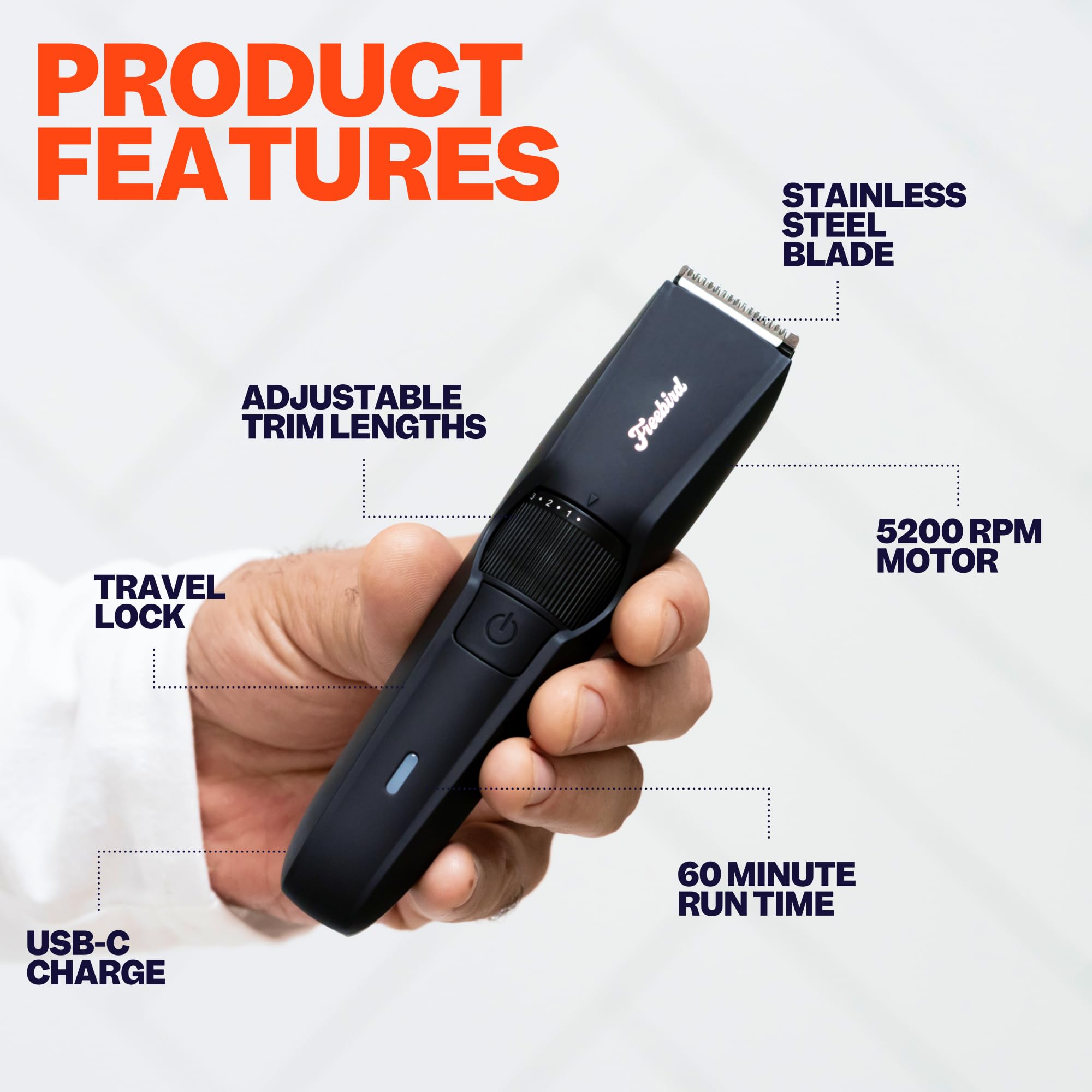 Freebird BeardSeries travel lock engaged for safe travel.