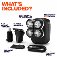 Freebird FlexSeries Pro wet-dry usage image showing versatile shaving in shower or dry.