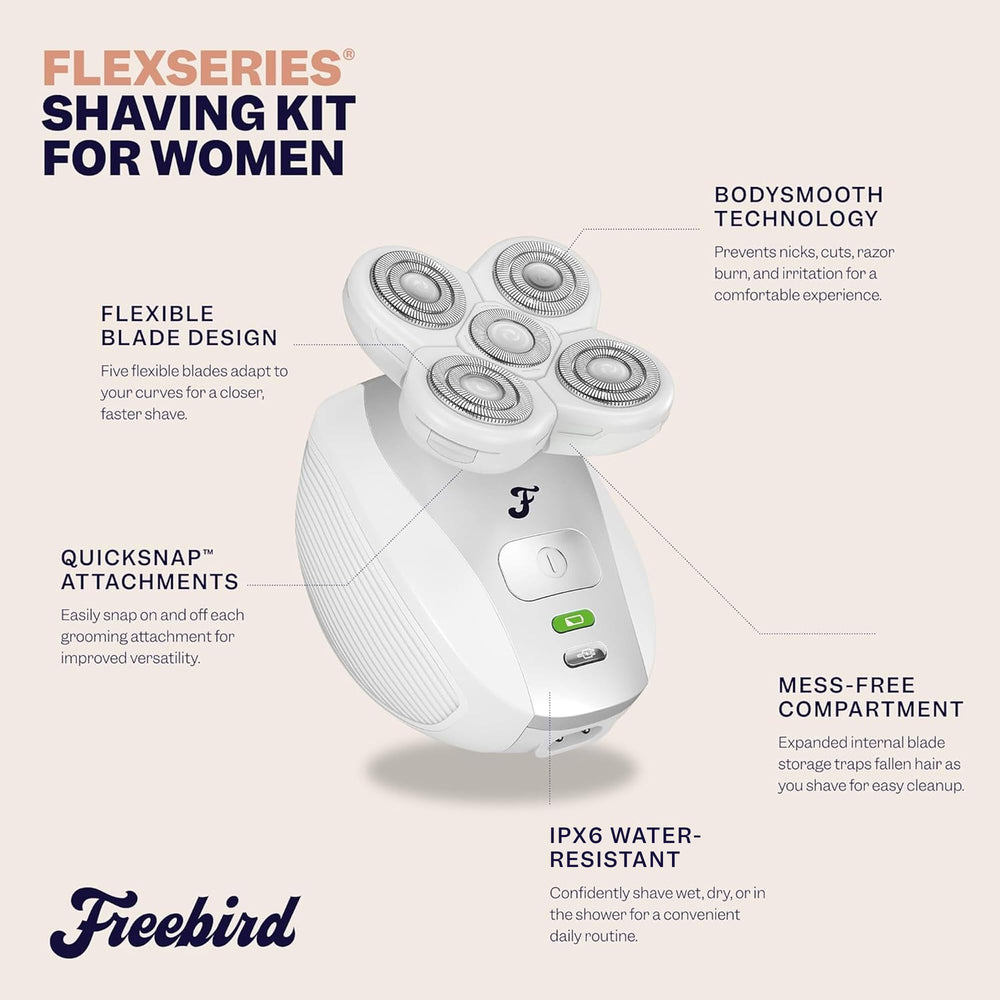 Freebird FlexSeries on-hand use for comfortable leg and bikini grooming.