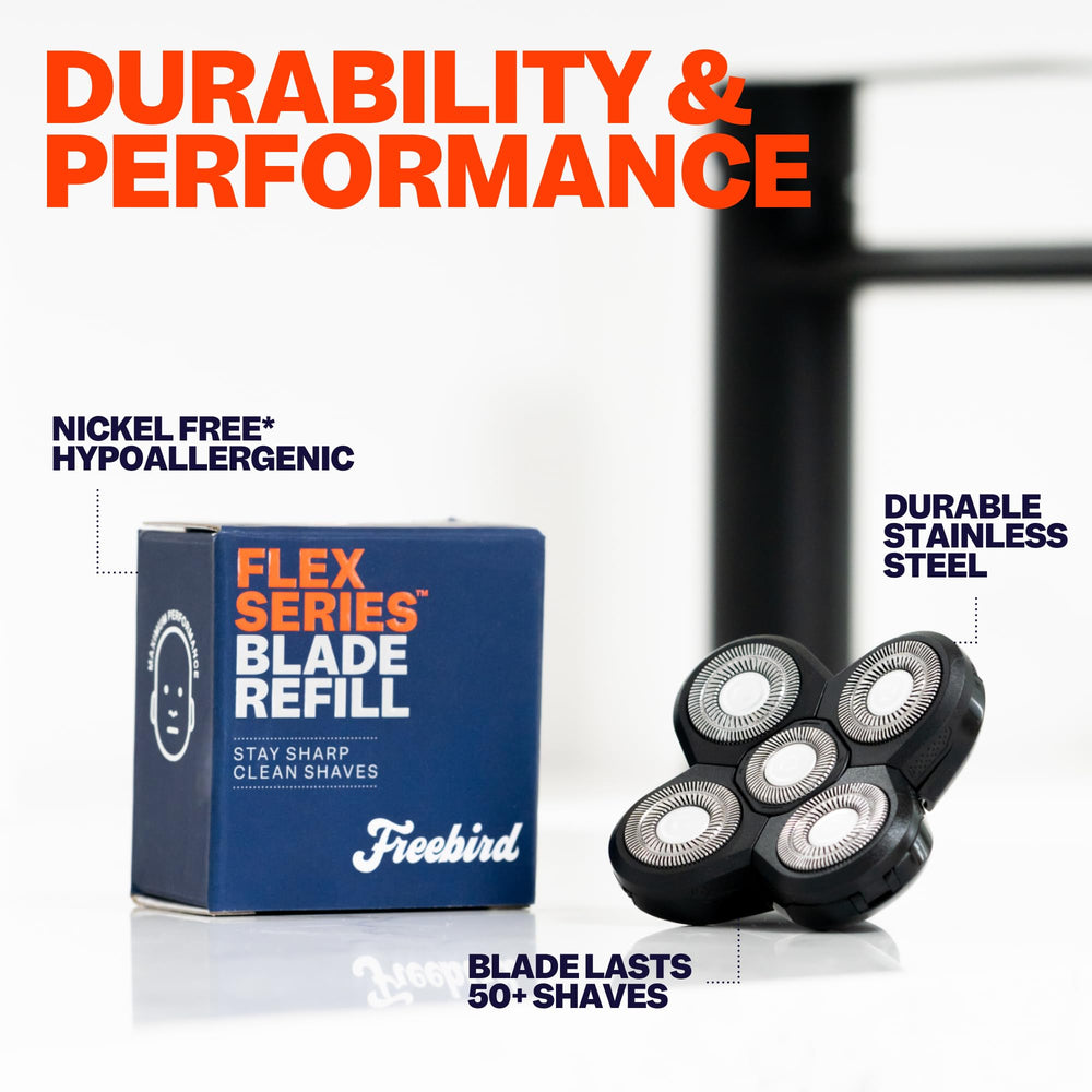Freebird FlexSeries blades support wet or dry shaving for convenience
