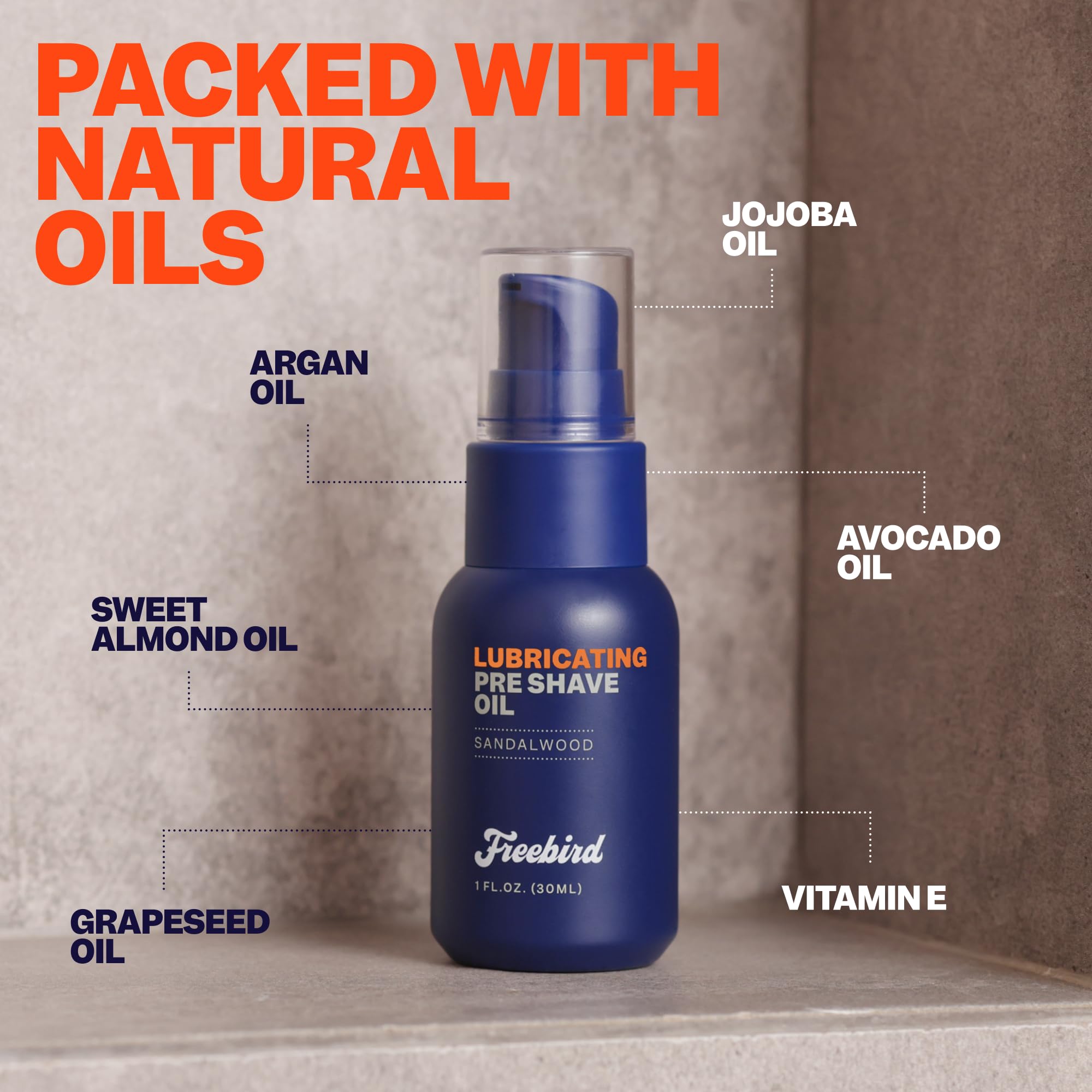 Freebird Pre Shave Oil scalp care visual shows nourishing benefits for the scalp