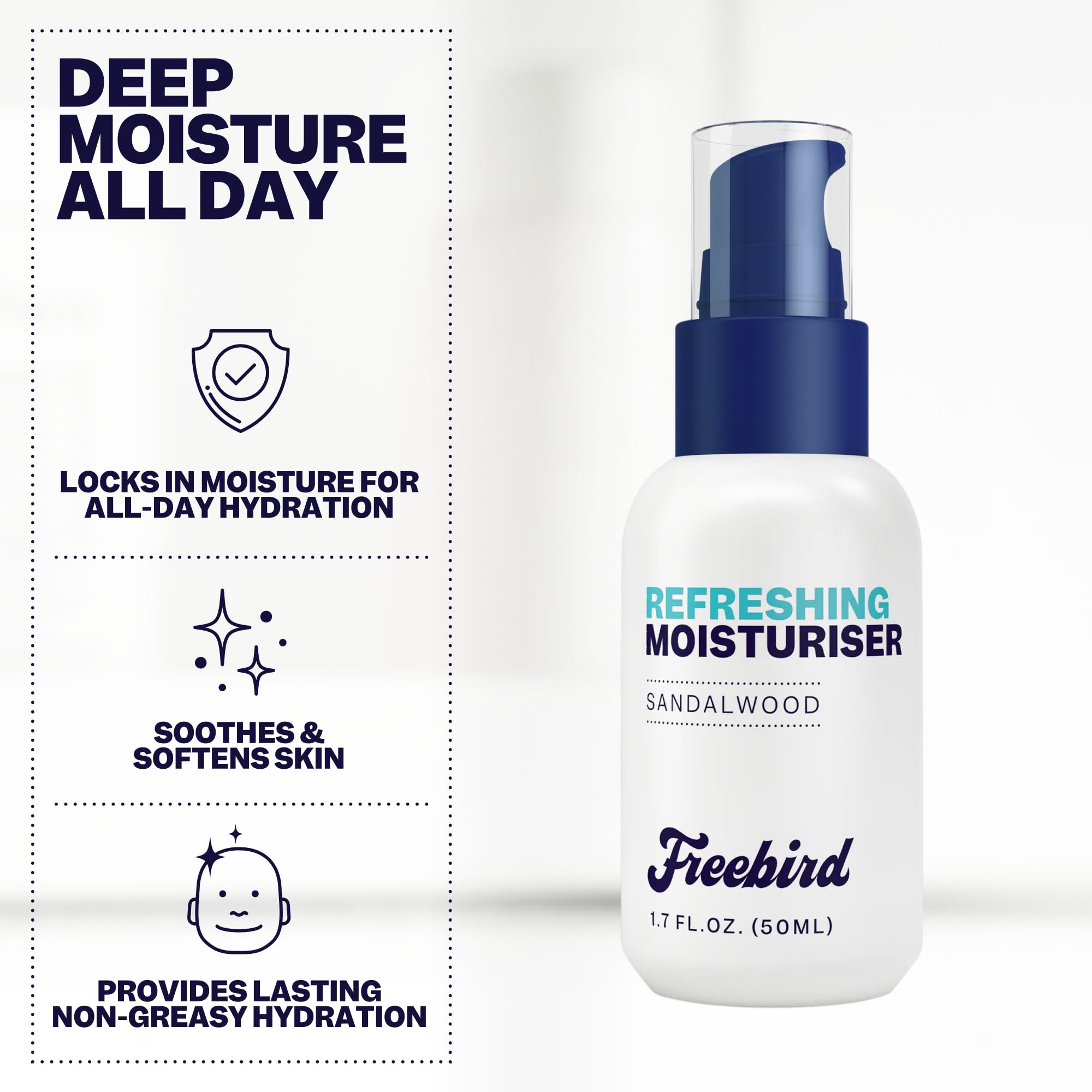 Freebird Scalp Moisturizer matte-finish on skin enhances a clean look after application.