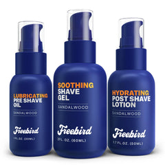 Freebird shave-care-kit front view highlights compact travel-friendly packaging