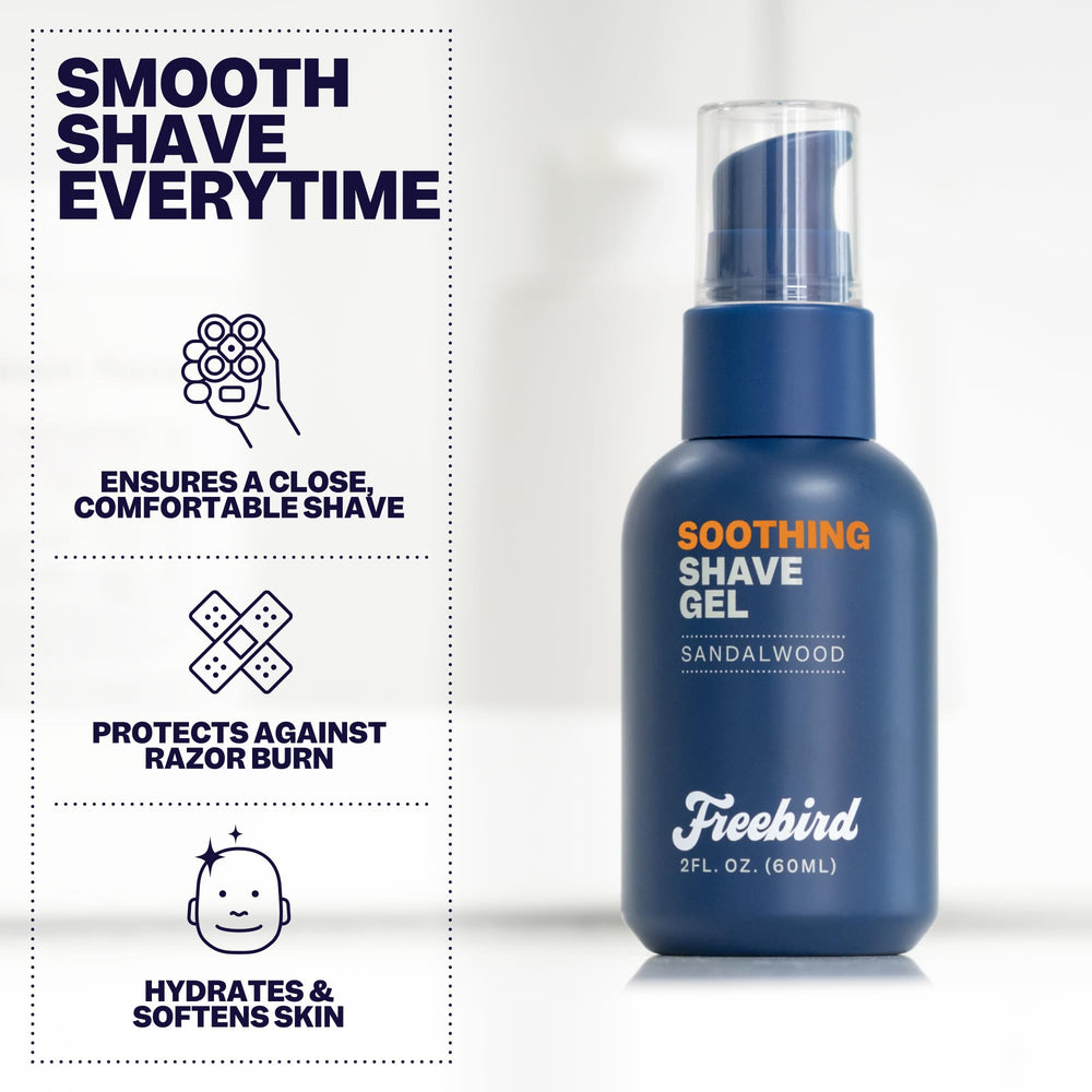 Freebird Shave Gel 60ml Aloe-vera-hydration provides moisture during shave and aftercare.