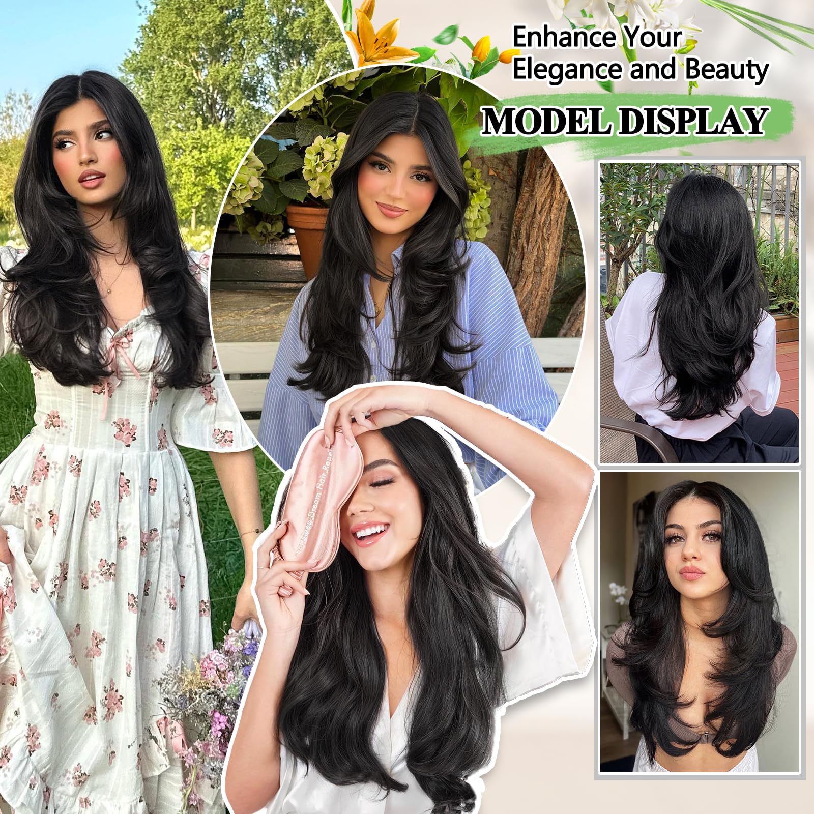 FREEMEIGE layered-design 20inch clip-ins mirror natural hair curvature.