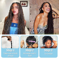 Freemiss knotless braids setup demonstrates seamless weaving