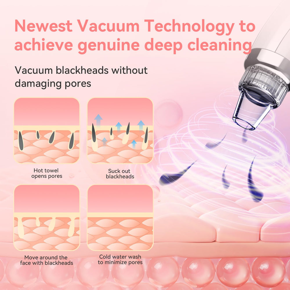 FREESHOW blackhead vacuum showcasing five suction levels for different skin needs.