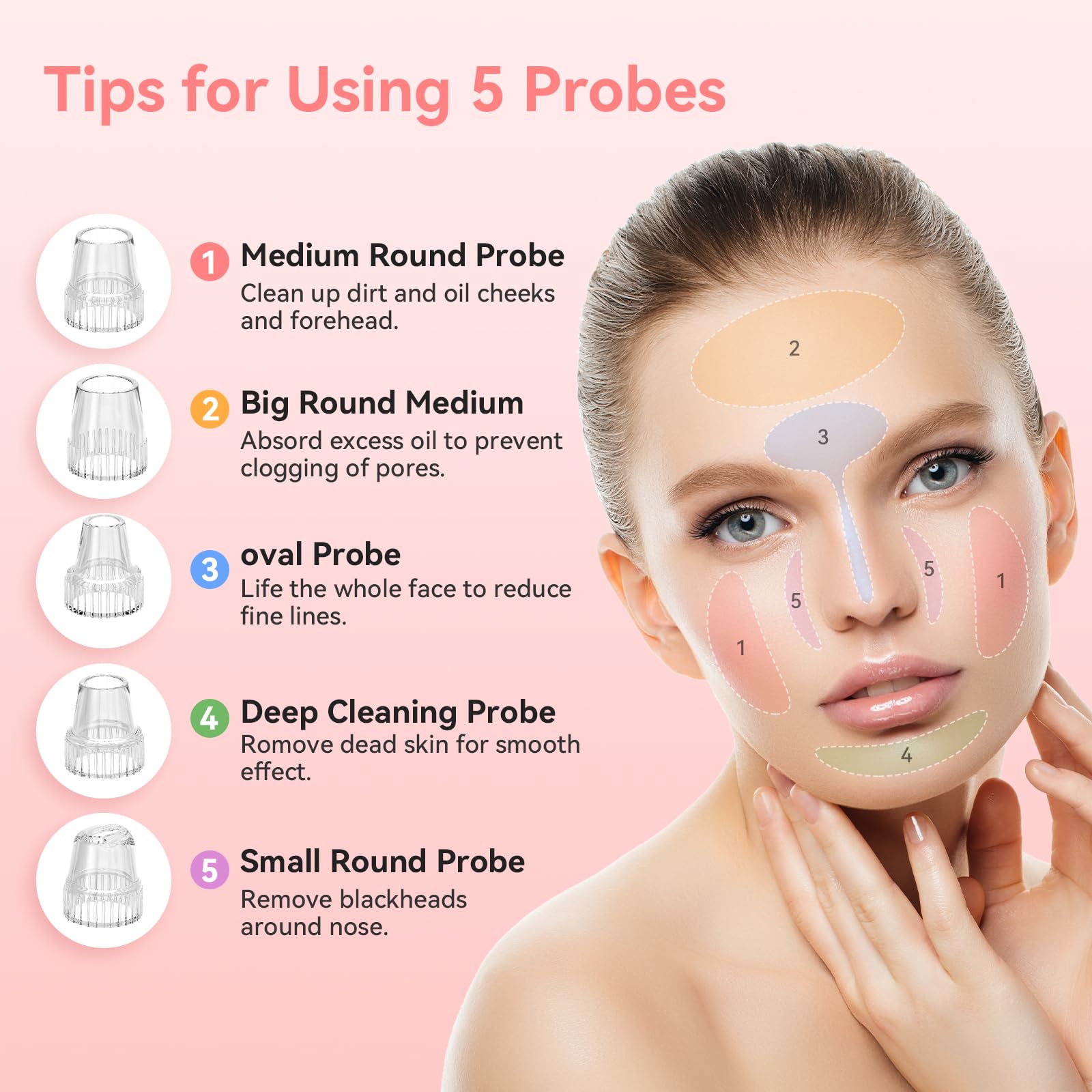 FREESHOW blackhead vacuum with replaceable probes for customized skin cleaning.