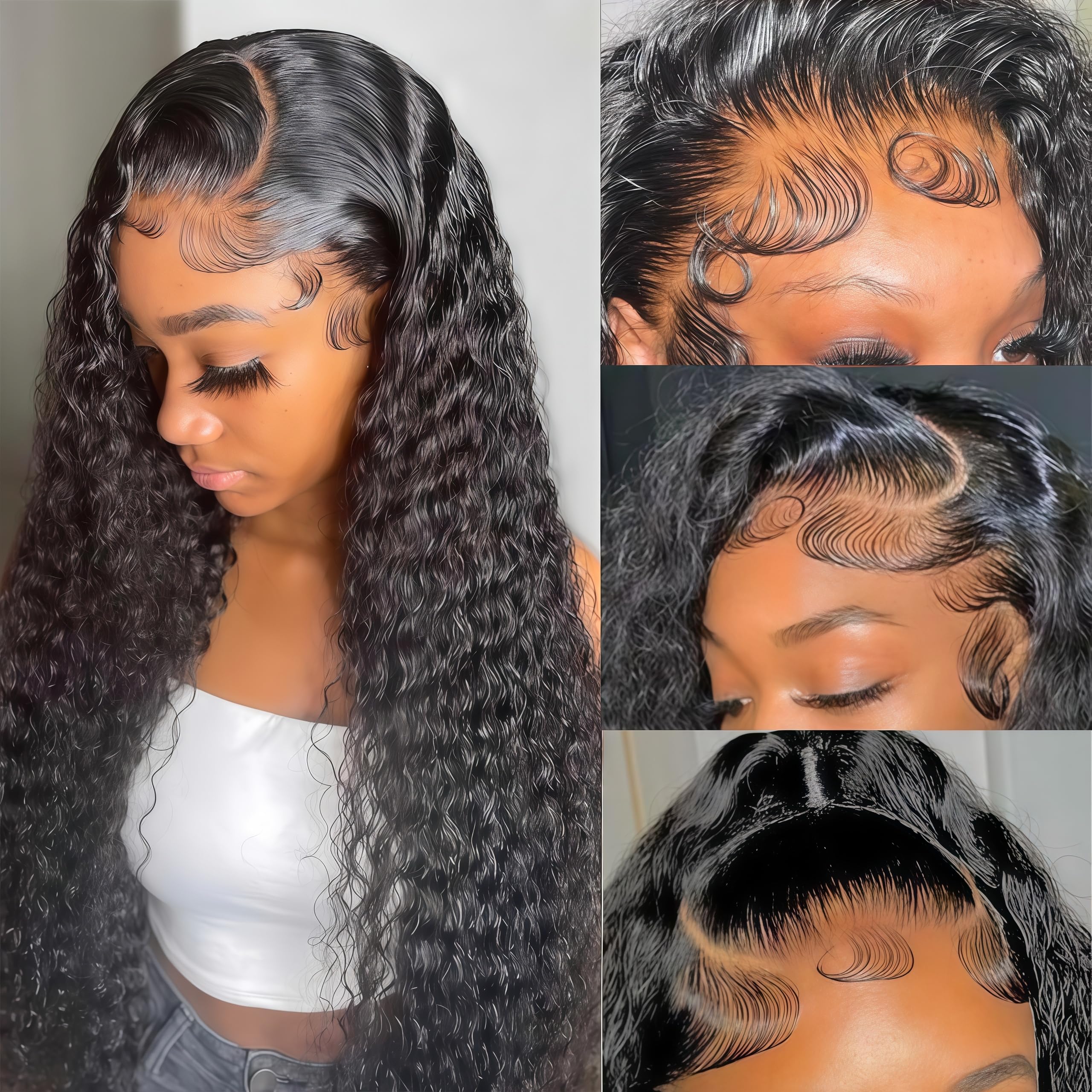 Freeternit 13x6HD lace front wig baby hair detail for seamless blend.