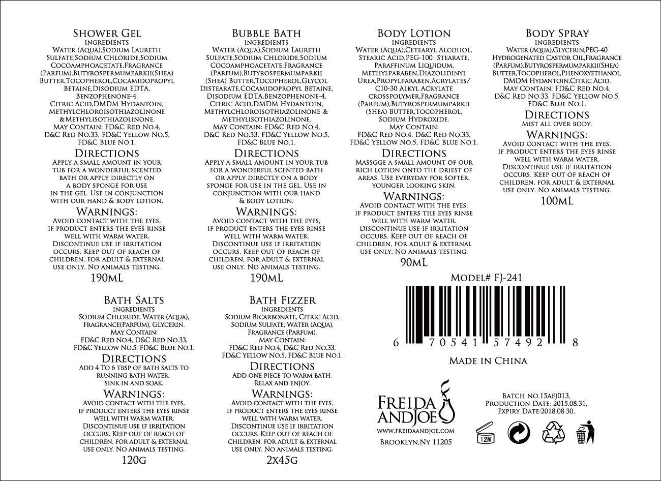 Freida and Joe bubble bath 200ml — foamy indulgence for relaxed evenings.