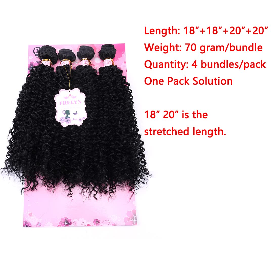 FRELYN kinky curly bundles soft fiber finish enhances smooth texture and easy styling.