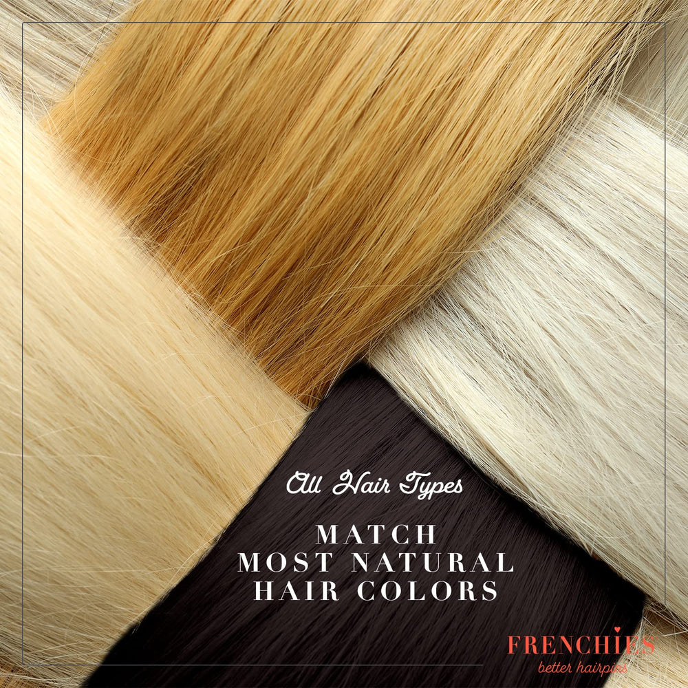 Frenchies all hair types secured updo with hair pin.