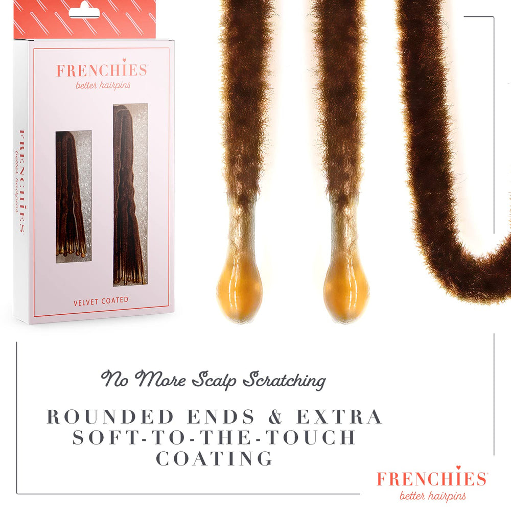 Frenchies brown color hair pin blending with natural hair.